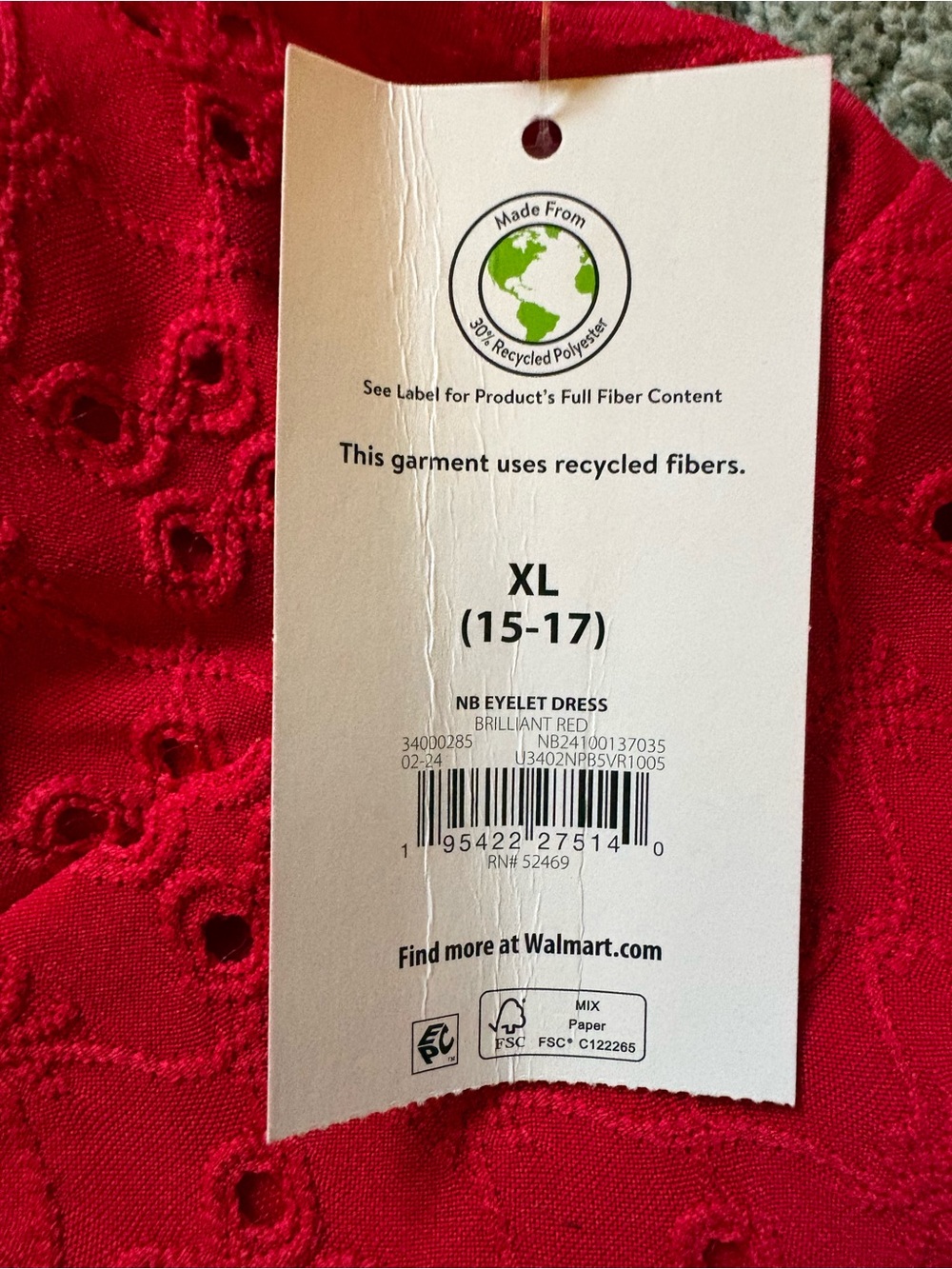 No Boundaries Red Eyelet Dress Sleeveless Juniors Size XL (15-17) NWT Stretch - Picture 5 of 10